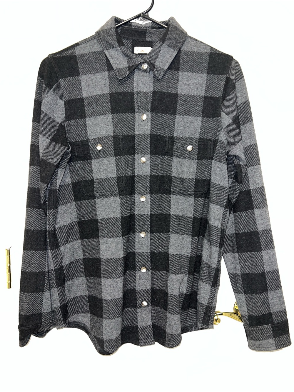 FAHERTY Legend Sweater Shirt - Gray and Black Buffalo Plaid - Size S